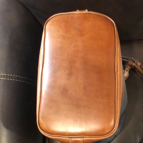 RALPH LAUREN Black Watch Plaid LRG Leather Canvas Drawstring Bucket Shoulder Bag - Picture 8 of 17